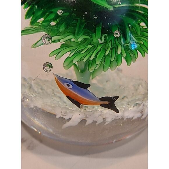 Art Glass Sea Turtle & Colorful Fish Paperweight Hand Crafted Blown Figurine EUC - Picture 2 of 12
